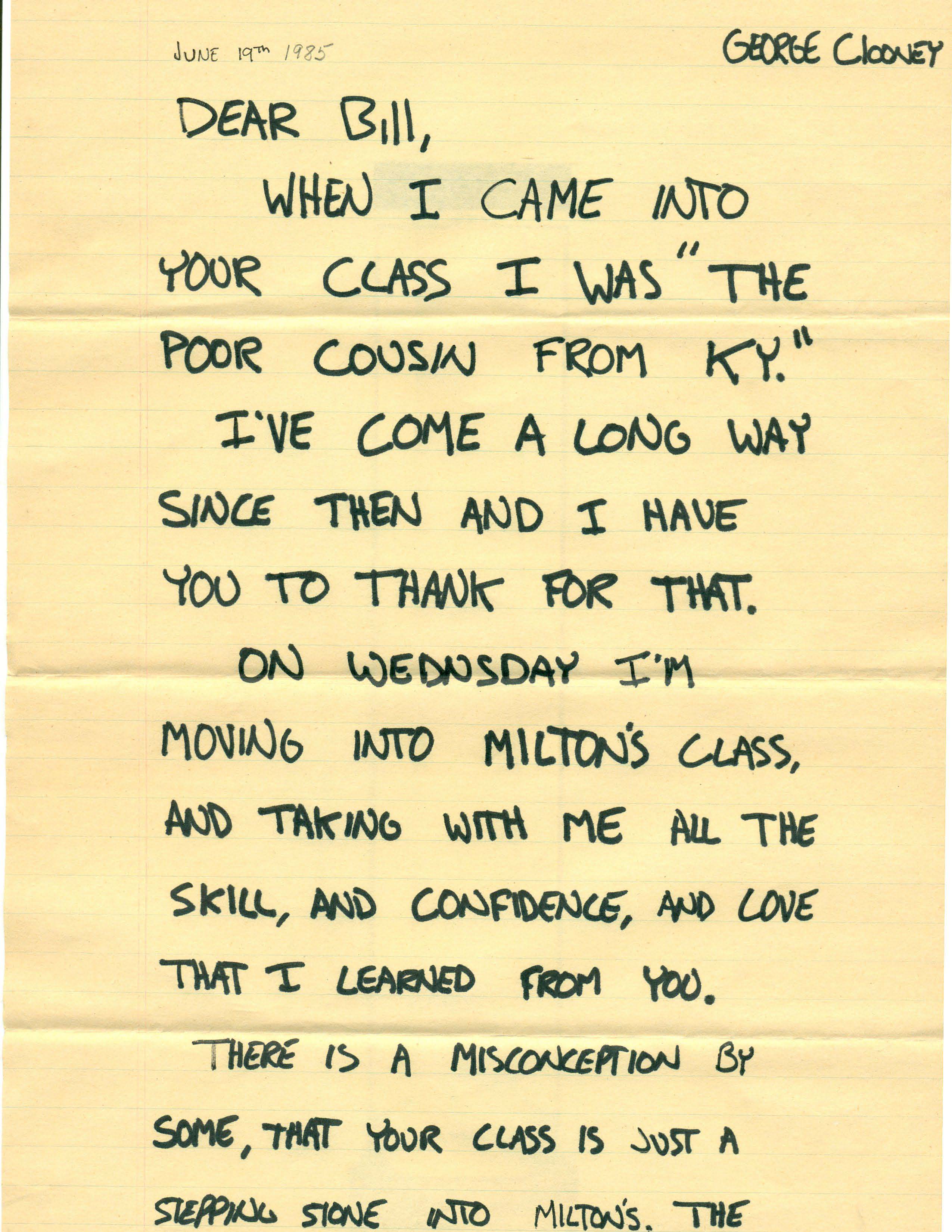 George Clooney letter to Bill June 1985_Page_1
